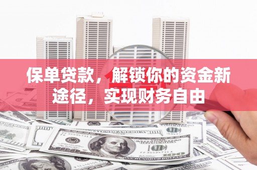 吴兴保单贷款，解锁你的资金新途径，实现财务自由